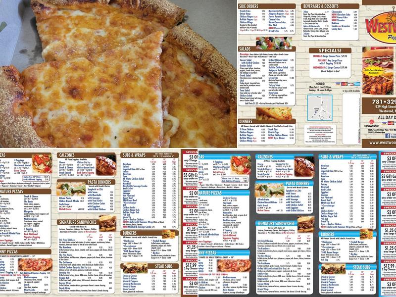 Westwood Pizza Menu