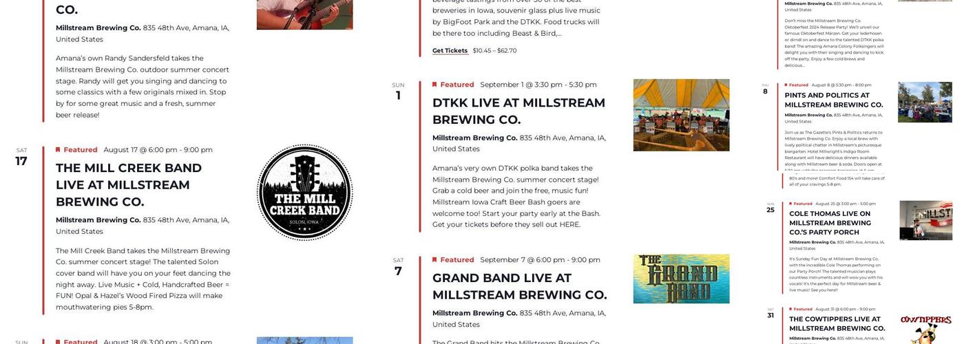 Millstream Brewing Co. Menu