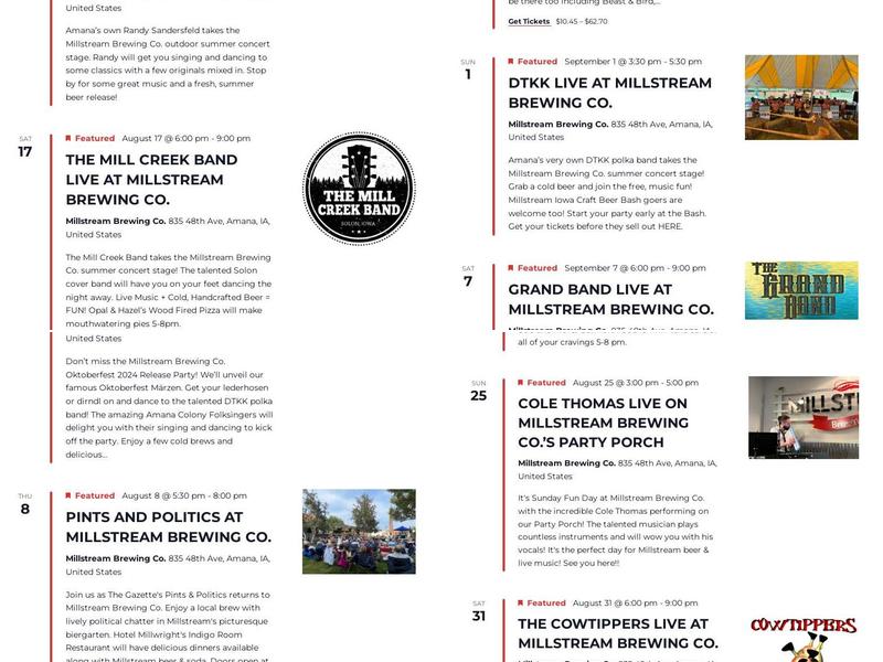 Millstream Brewing Co. Menu