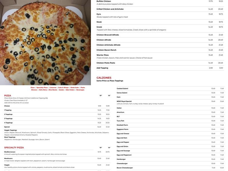 Royal Pizza Menu