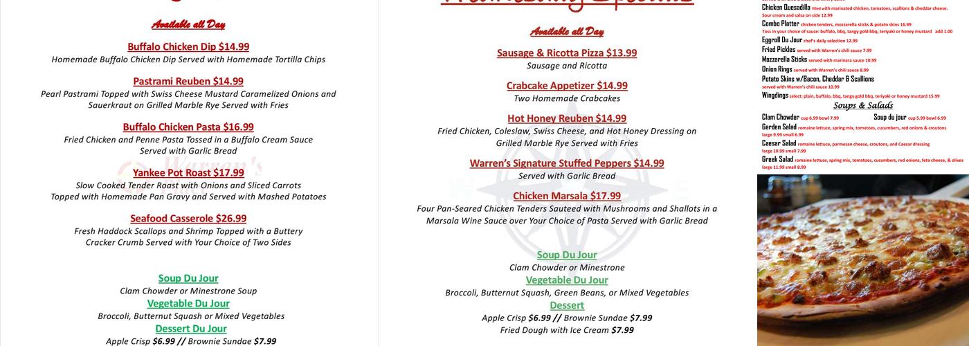 Warren's Place Menu