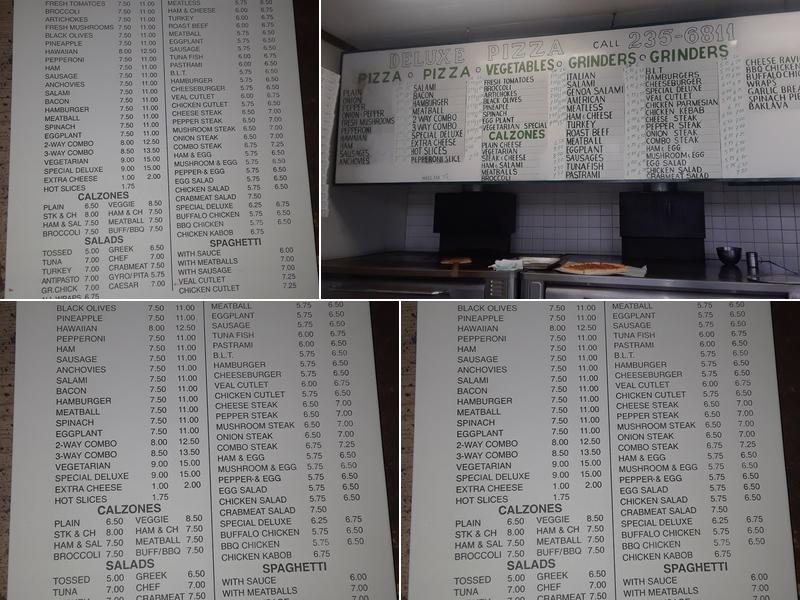 Deluxe Pizza Menu