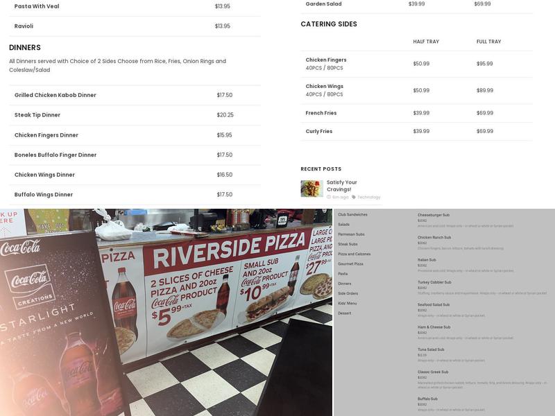 Riverside Pizza Menu