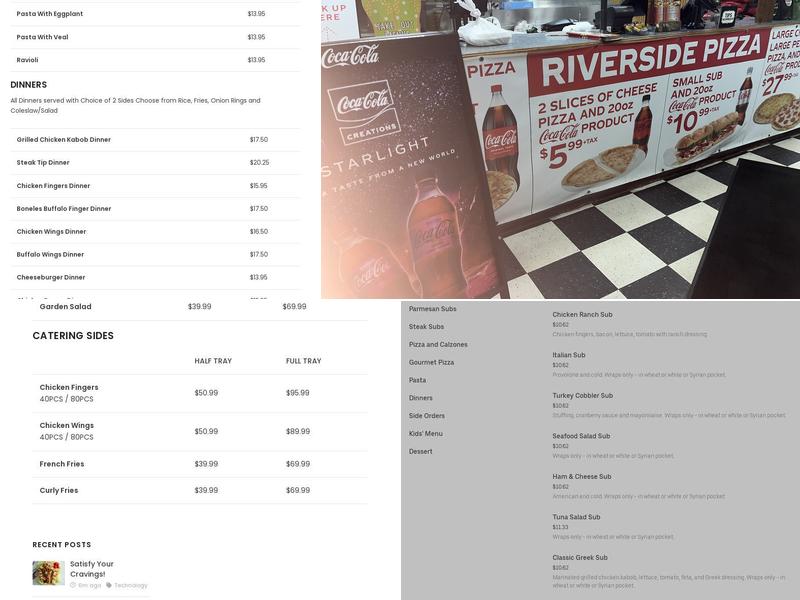 Riverside Pizza Menu