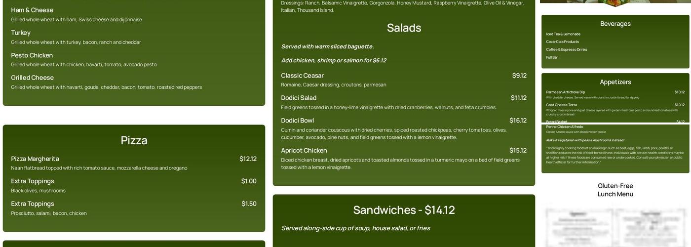 Café Dodici Menu