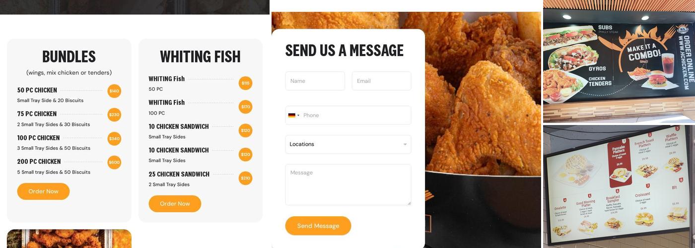 H & Chicken Menu
