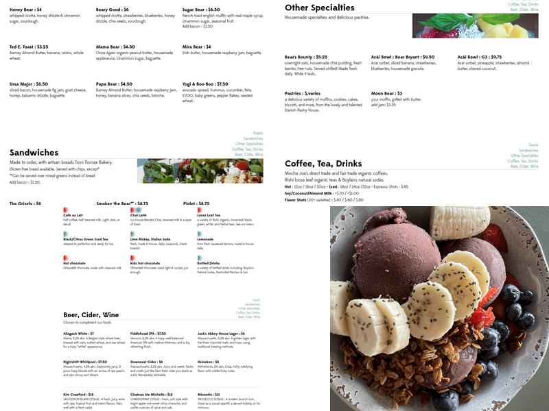 Big Bear Cafe & Espresso Bar Menu