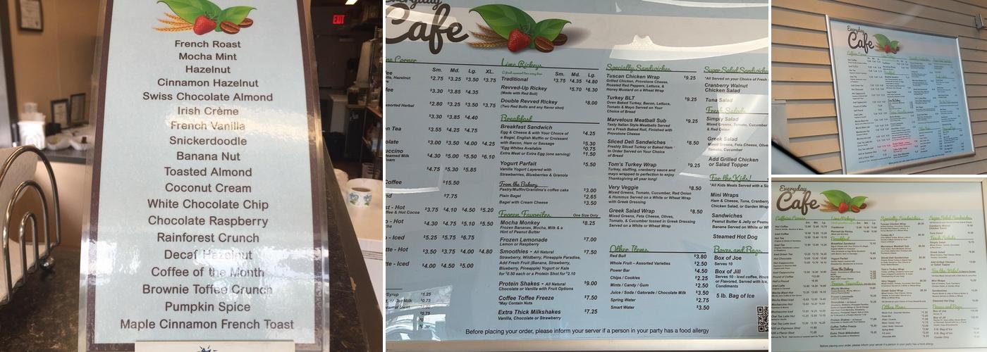 The Everyday Cafe Menu
