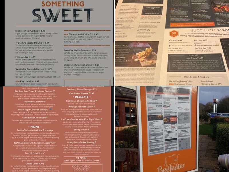 Redditch Beefeater Menu