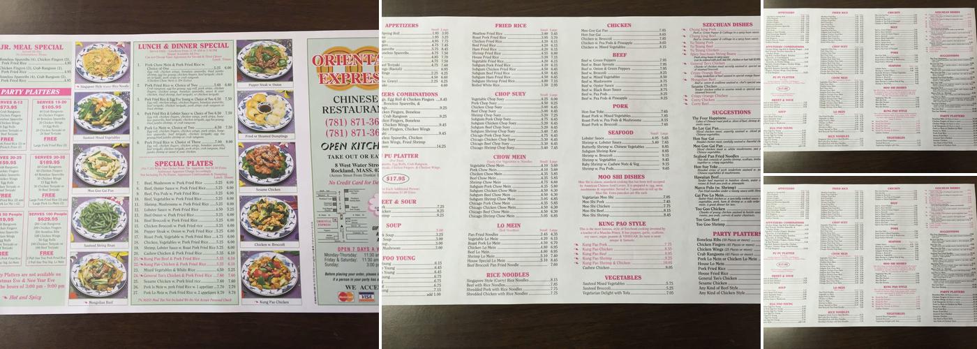 Oriental Express Menu