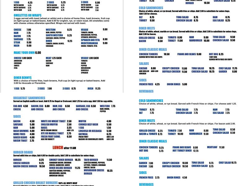 Norwood Town Square Diner Menu