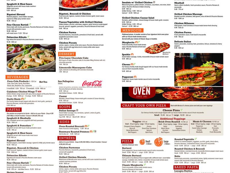 Bertucci's Italian Restaurant Menu