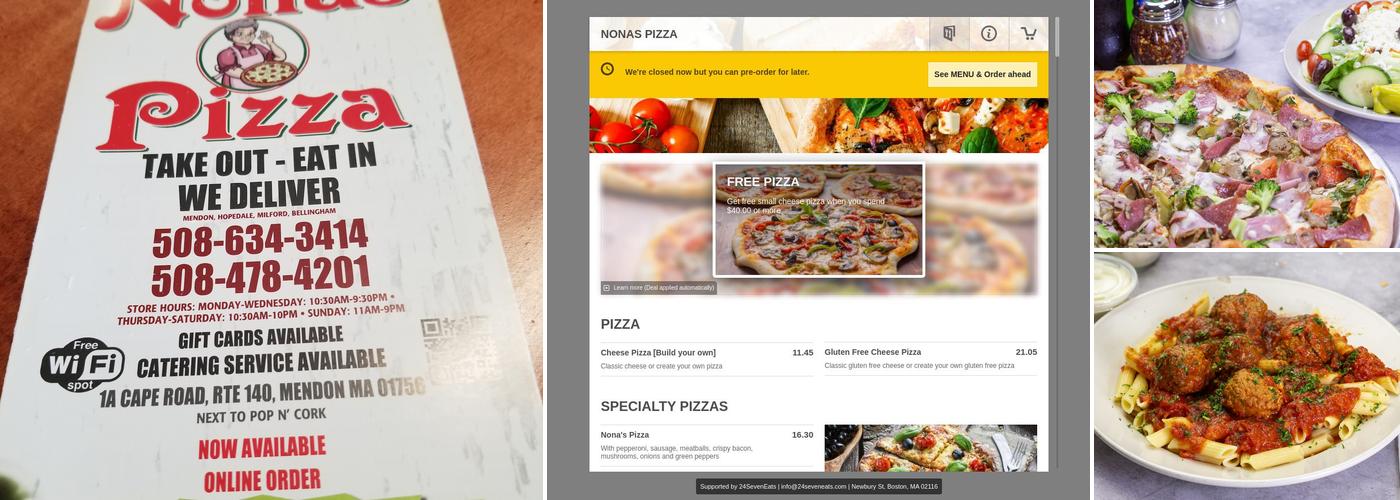 Mendon Nonas Pizza Menu