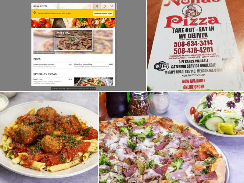 Mendon Nonas Pizza Menu