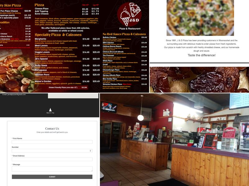 J & D Pizza Menu