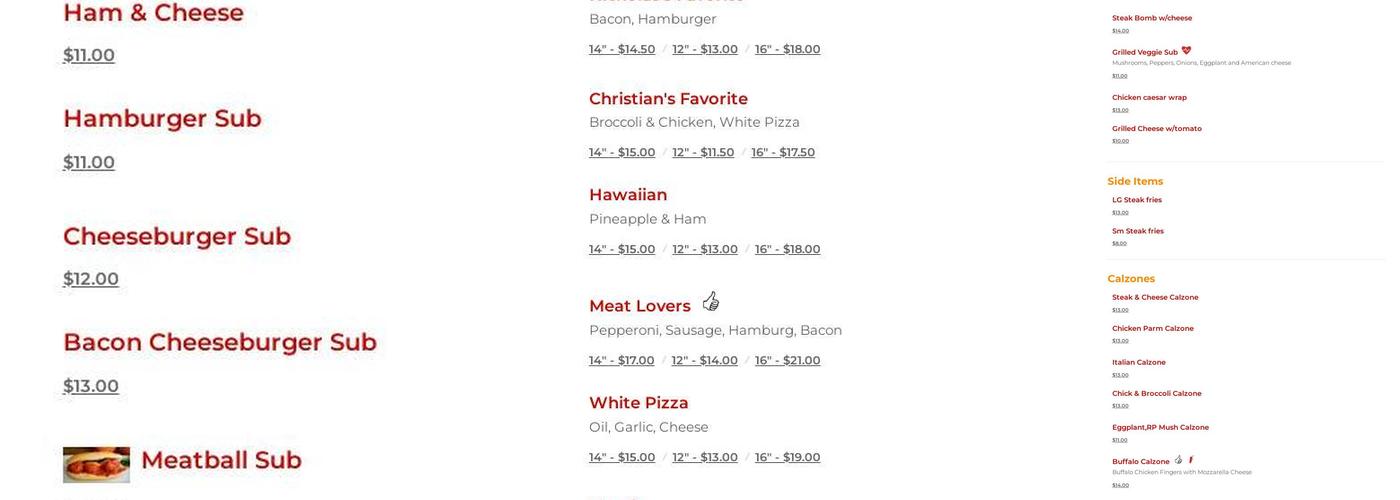 John's Pizza Menu