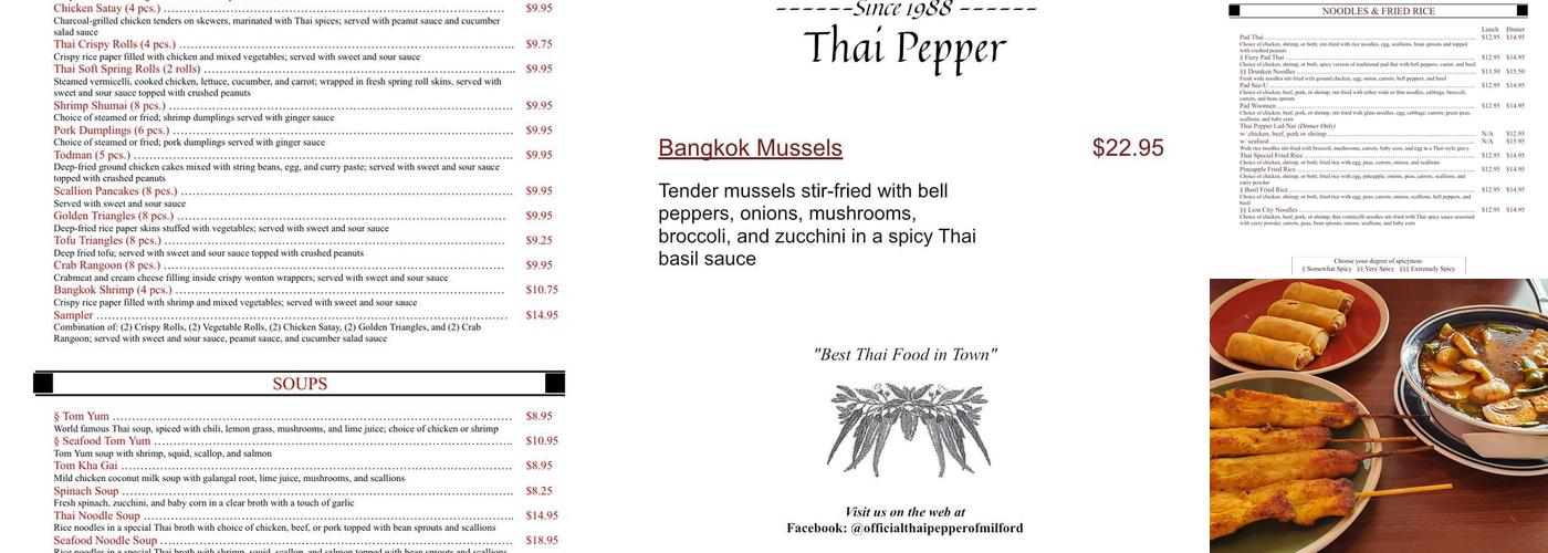 Thai Pepper Menu