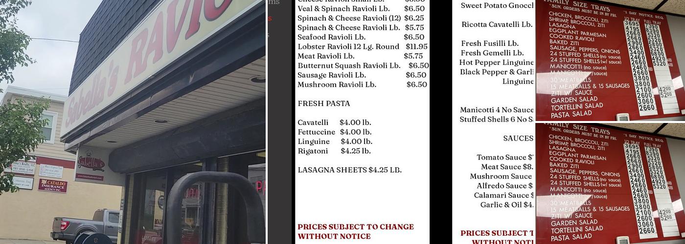 Sabella's Ravioli Menu