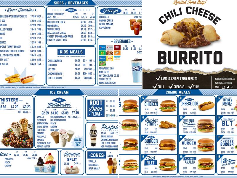 Fosters Freeze Menu