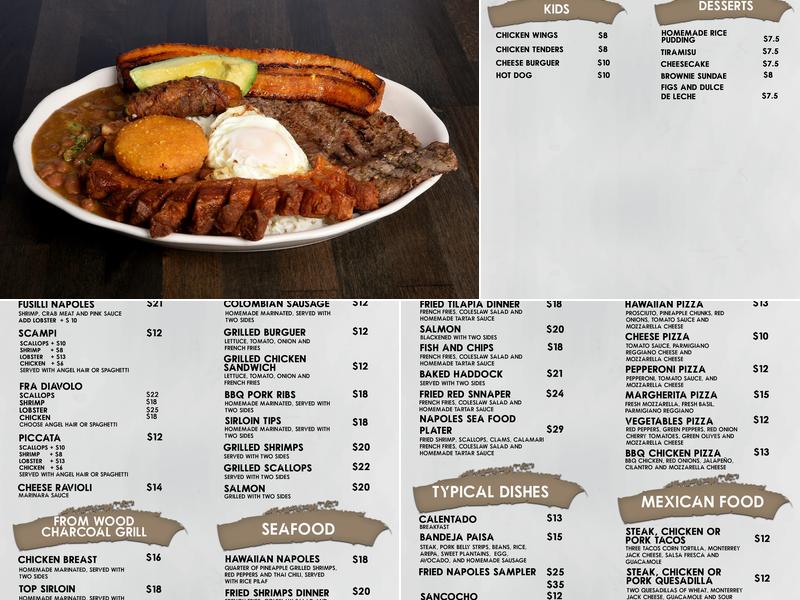 Napoles Restaurant Menu