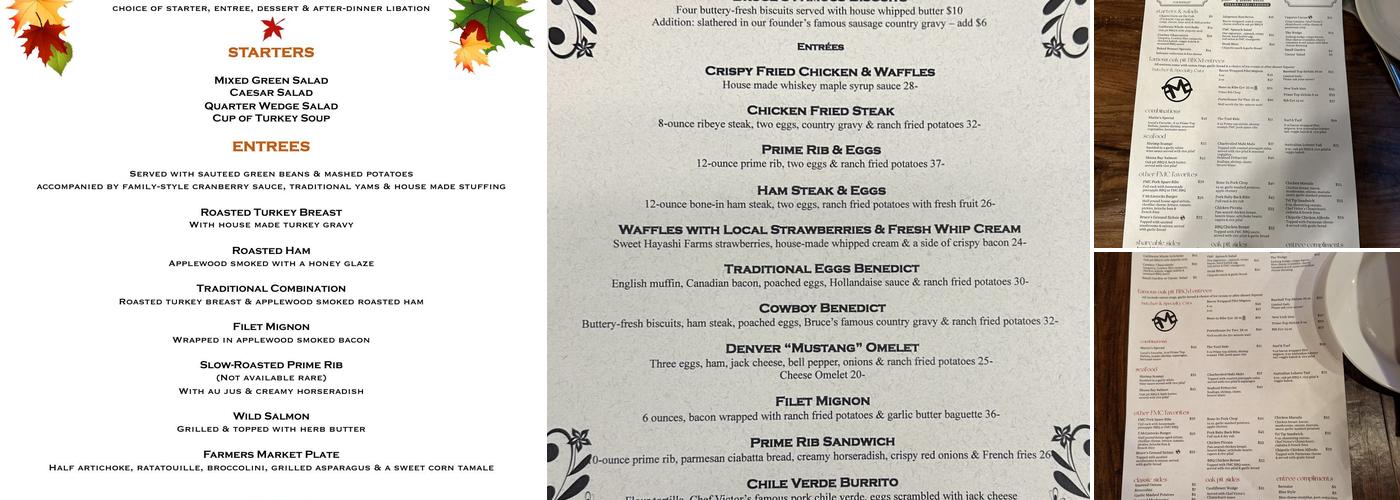 F. McLintocks Saloon and Dining House Menu