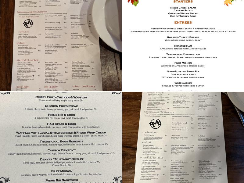 F. McLintocks Saloon and Dining House Menu