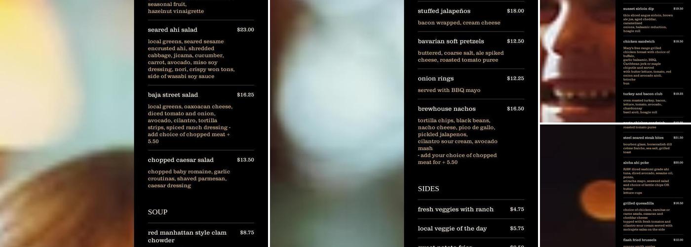Shell Beach Brew House Menu