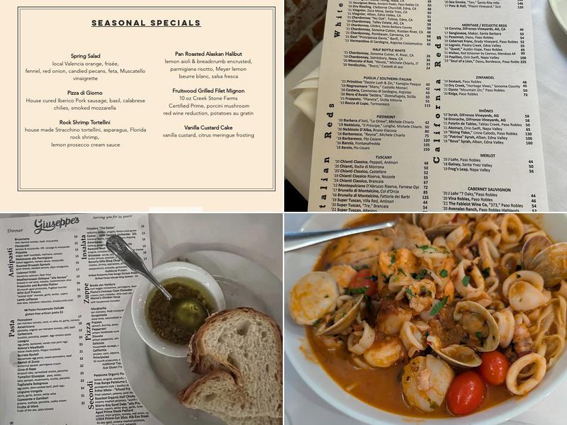 Giuseppe's Cucina Rustica Menu