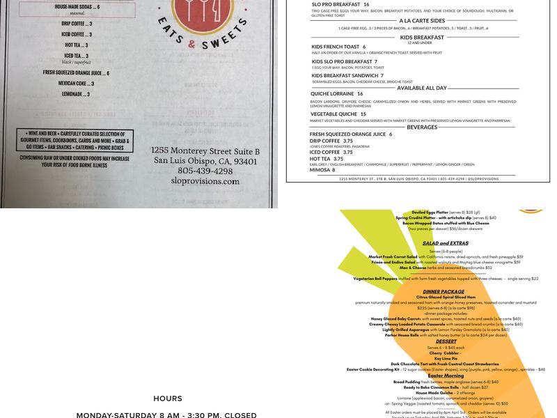SLO Provisions Menu