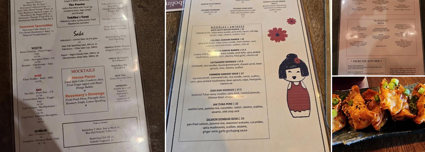 Bambolina Menu