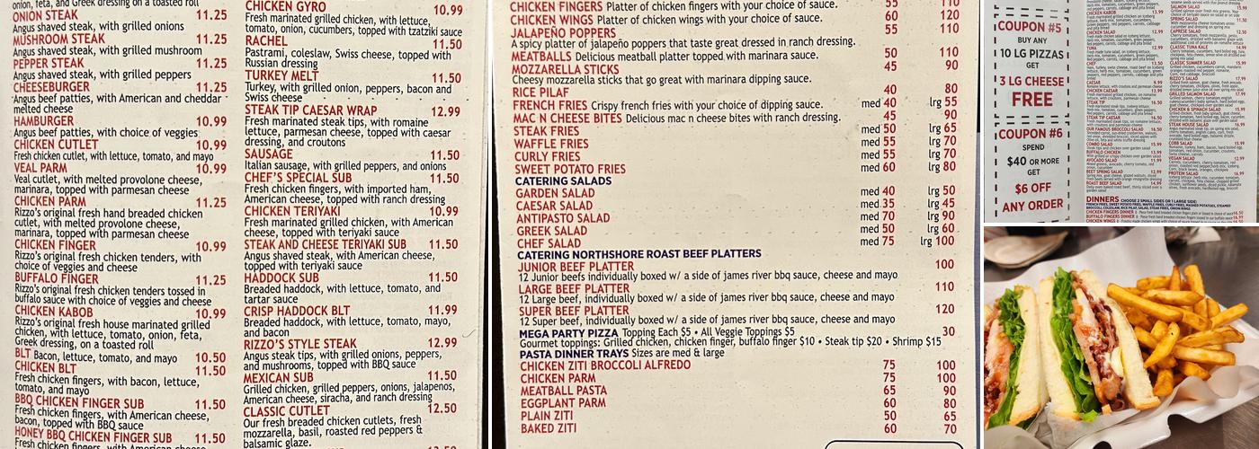 Rizzo's Roast Beef & Pizza Menu