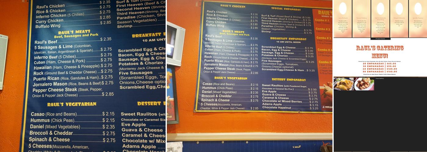 Raul's Empanadas Town Menu