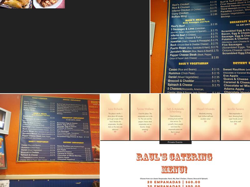 Raul's Empanadas Town Menu