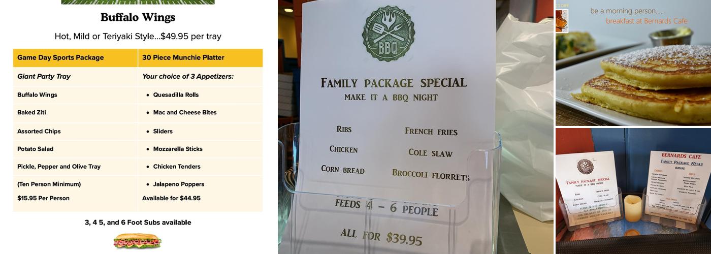 Bernards Cafe Menu