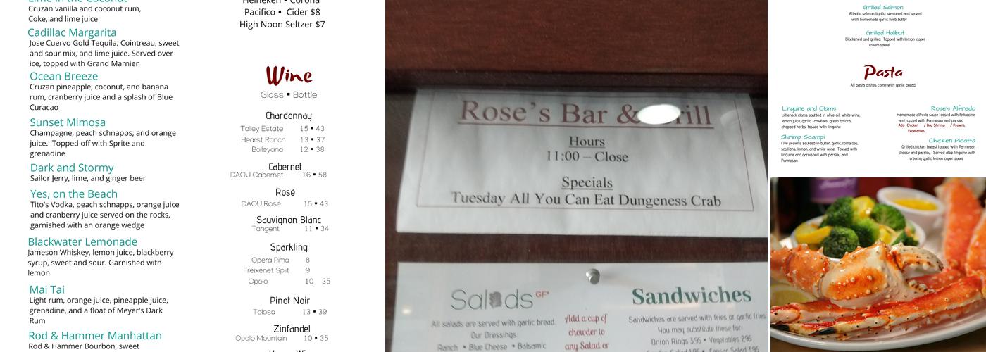 Rose's Bar and Grill Menu