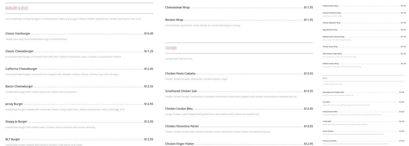 Millington Station Cafe Menu