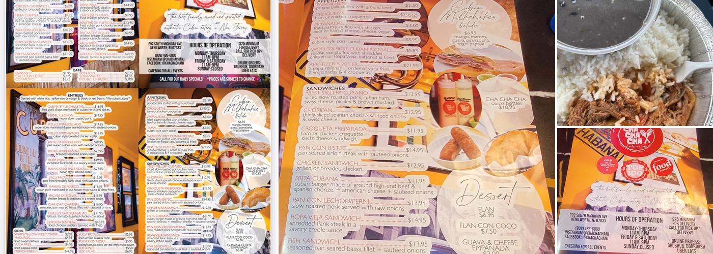 Cha Cha Cha Cuban Cafe Menu