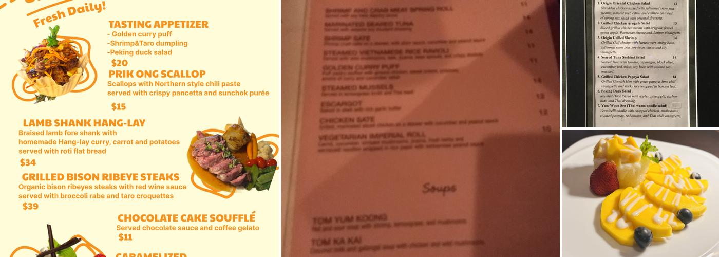 Origin Thai Menu