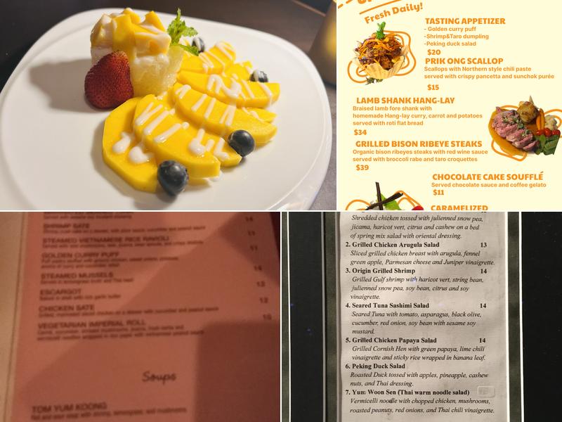 Origin Thai Menu