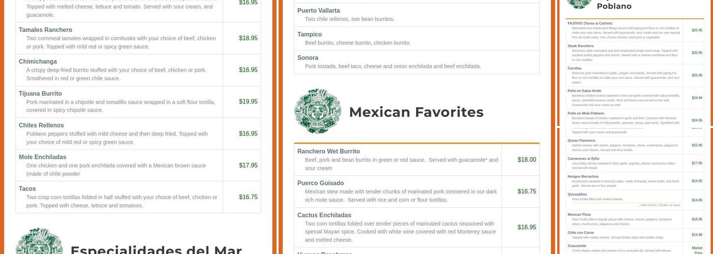 Casa Maya Menu