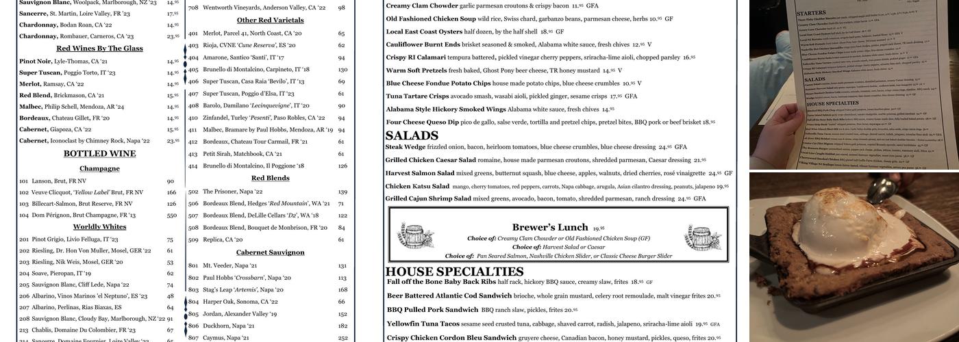 Trap Rock Restaurant & Brewery Menu