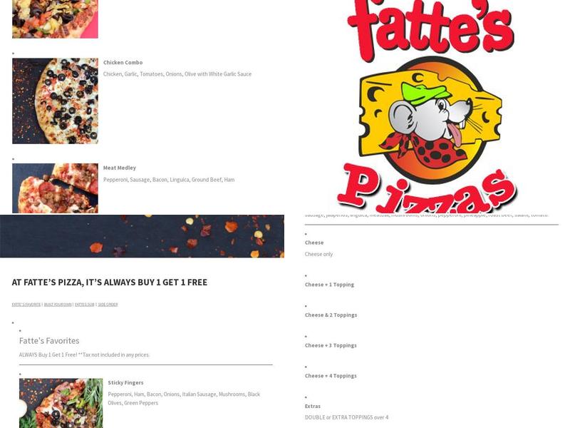 Fatte's Pizza of Atascadero Menu