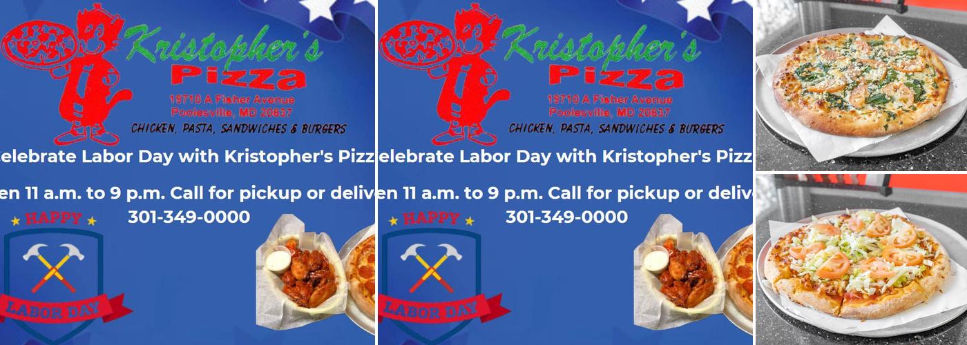 Kristophers Pizza Menu