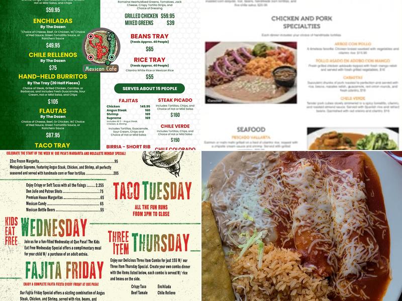 Que Pasa Mexican Cafe Menu