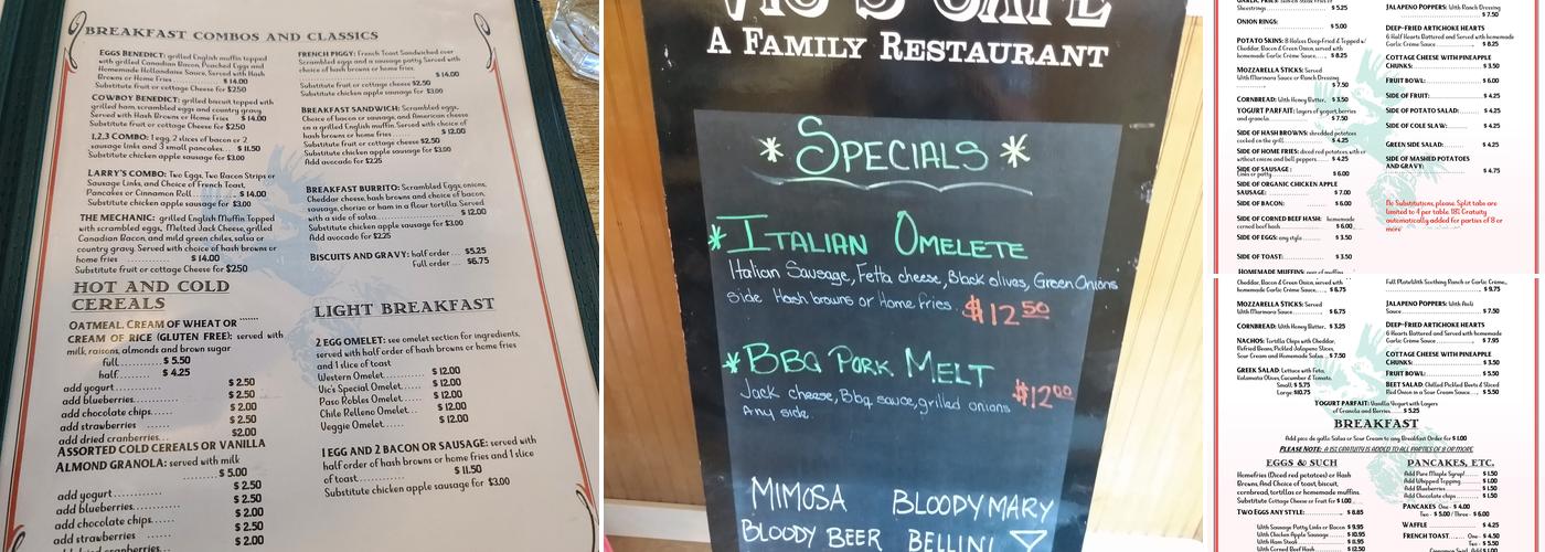 Vic's Cafe Menu