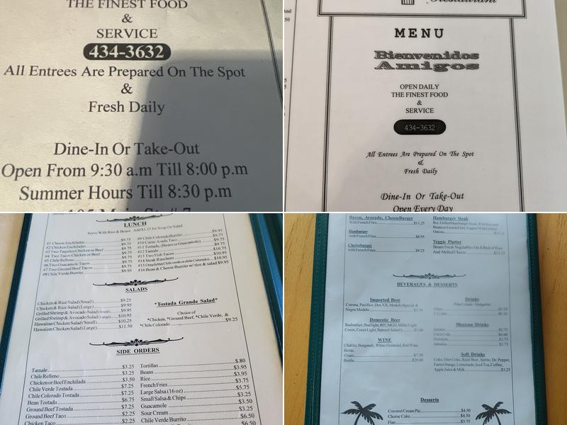 Touch of Mexico Menu