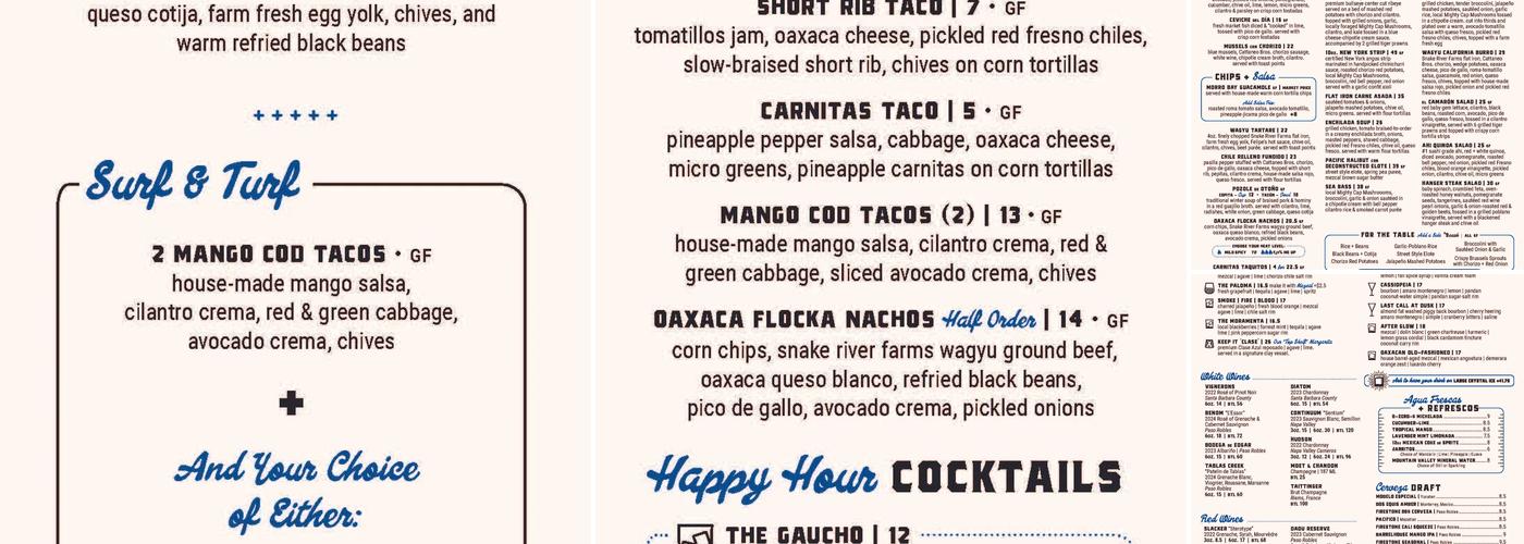 Fish Gaucho Menu