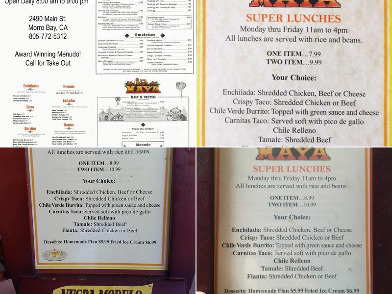 Maya Restaurant Menu