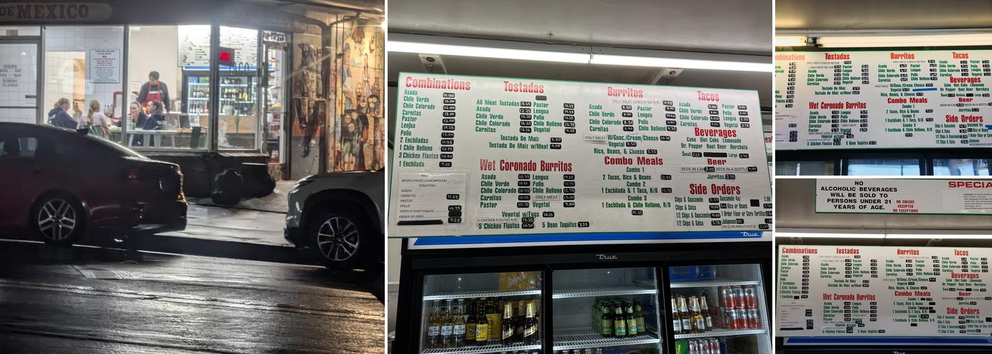 Taco De Mexico Menu