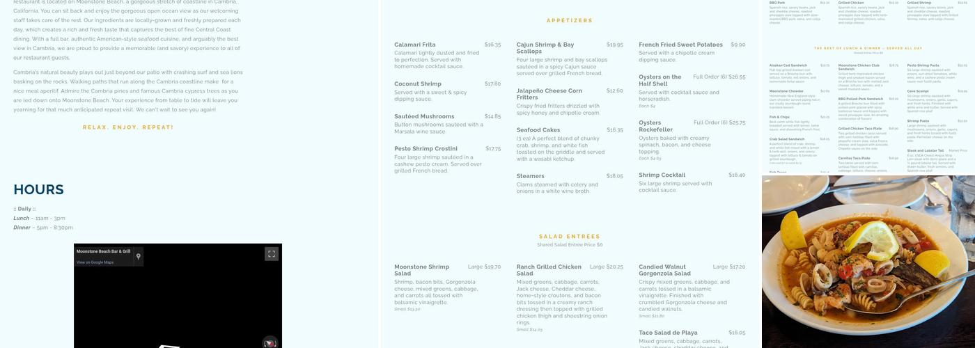 Moonstone Beach Bar & Grill Menu